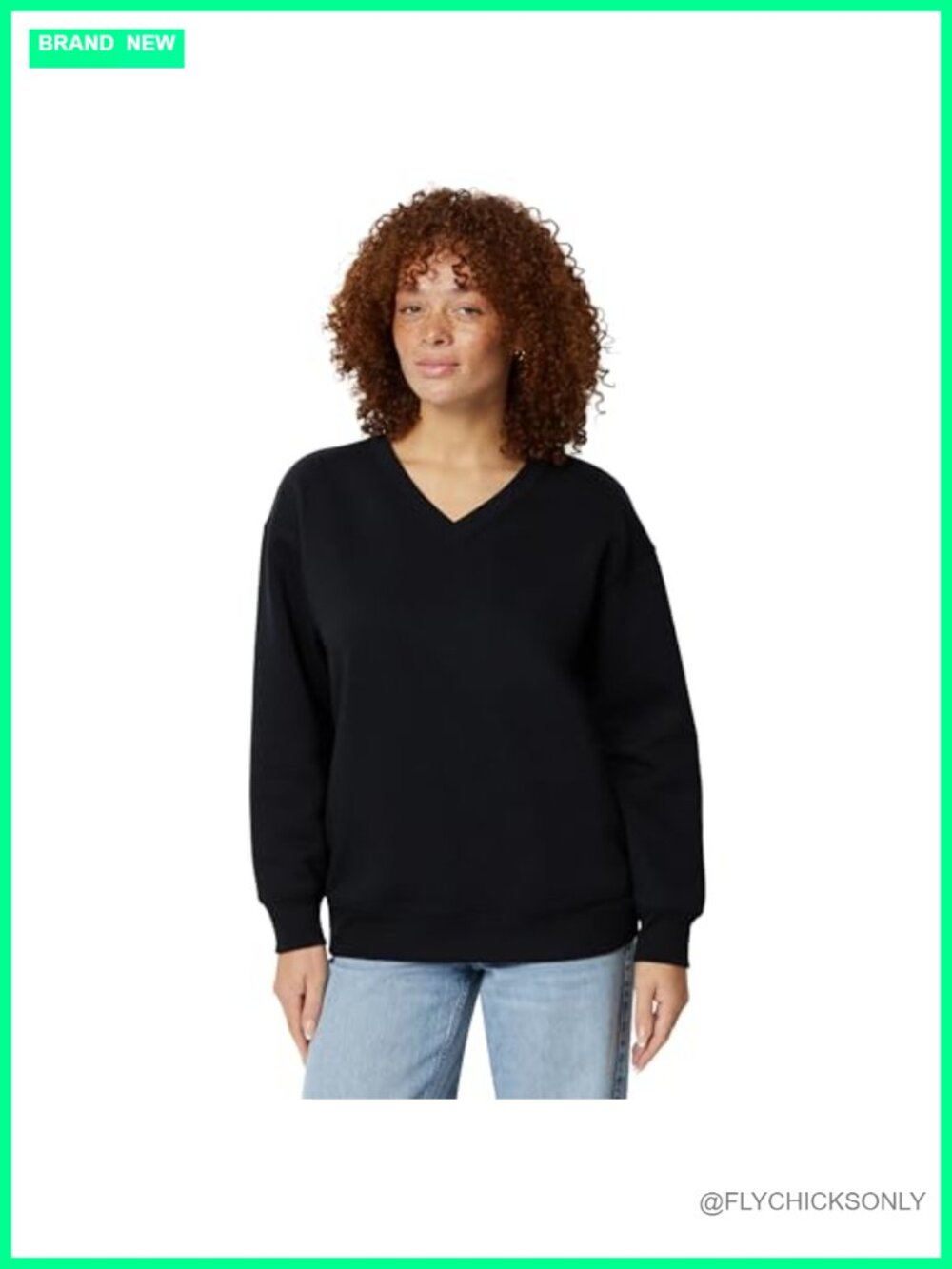 Oversized V-Neck Fleece Pullover Sweatshirt Cotton Blend